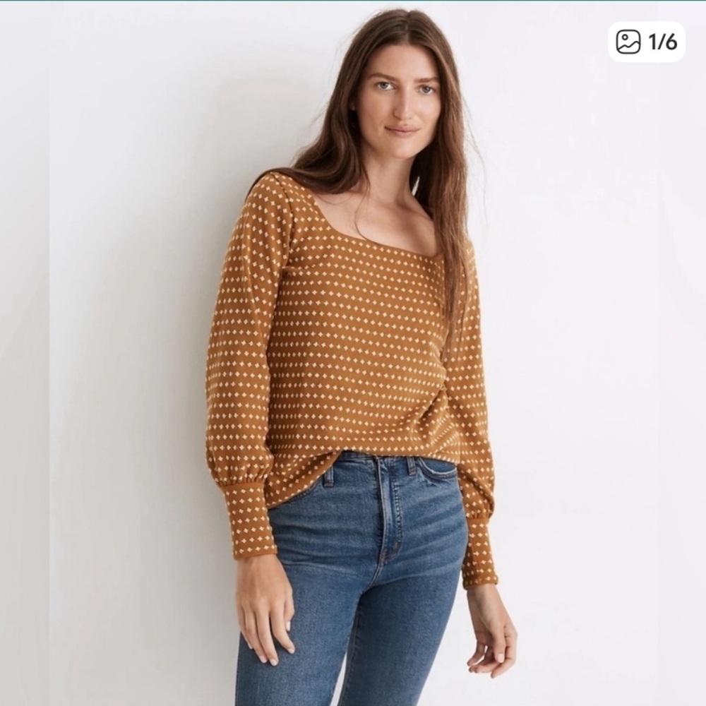 NWOT Madewell Floral Jacquard Square Neck Top